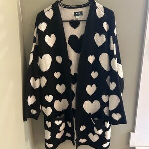 Maeve by Anthropology Black and White Heart Sweater